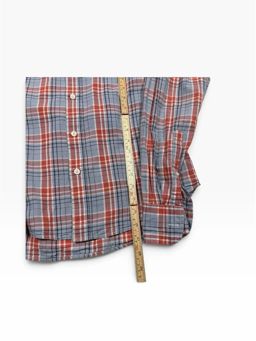 J.CREW Men’s Chambray Plaid Button-Down Long Sleeve Cotton Shirt Slim M